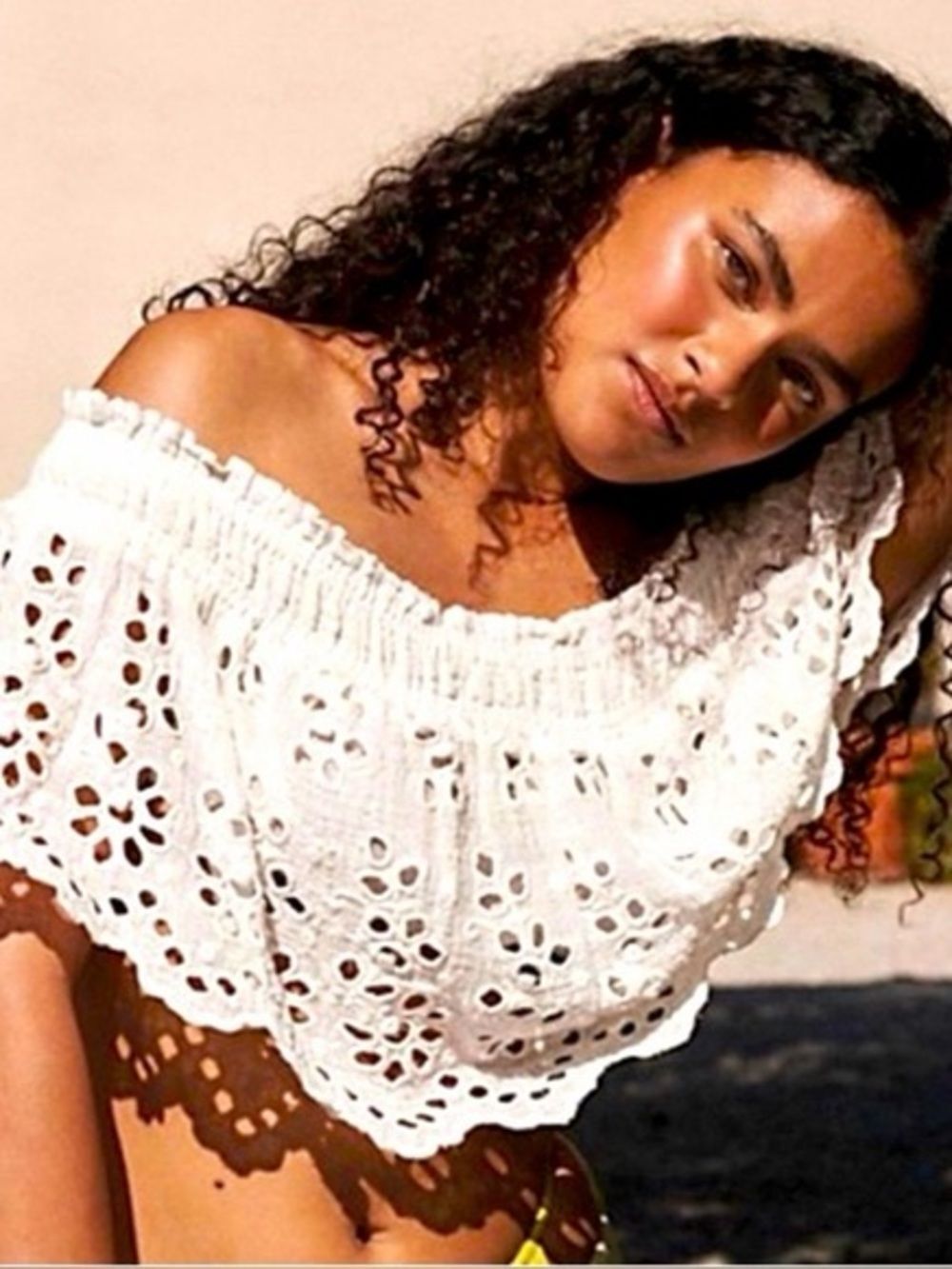 Free People FP One Perla Eyelet Lace Off-shoulder top